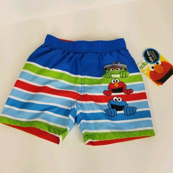 Sesame Street Infant Boys 3/6 Months Swimsuit UPF 50+ Board Shorts Swim Elmo New - Picture 11 of 12